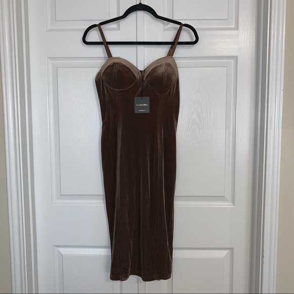 NWT JLUXLABEL Bronze Bustier Velvet Dress - Picture 4 of 10
